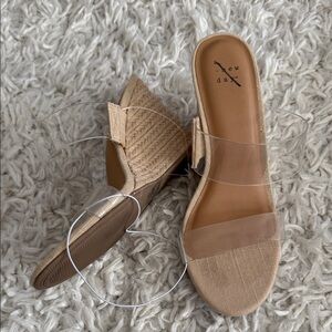 a new day Clear Strap Tan Wedges